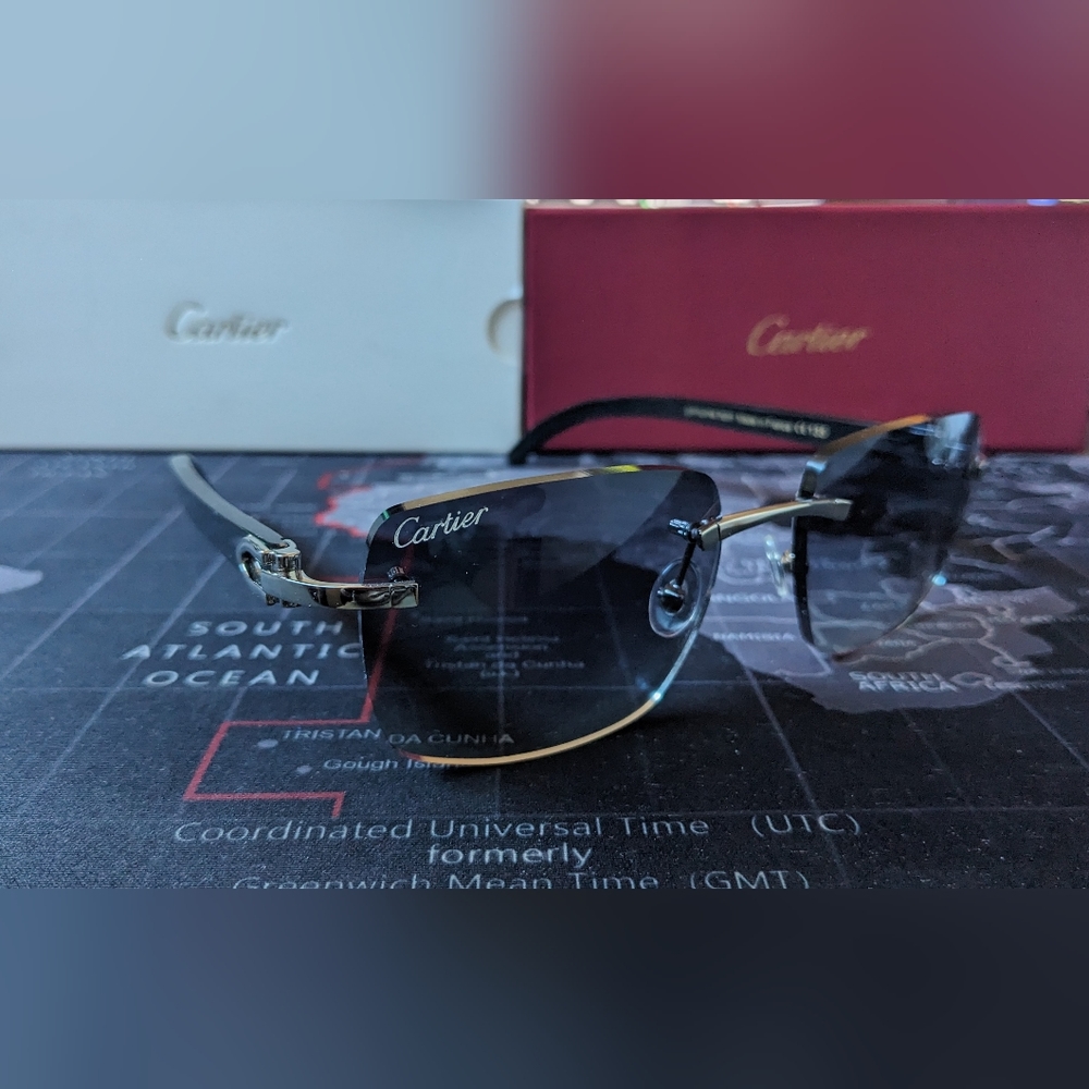 Cartier style, black buffalo horn sunglasses